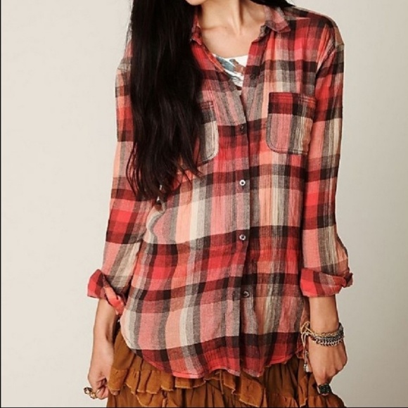Free People | Crochet back plaid button down S - Picture 8 of 8